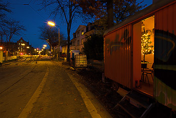 Bild vergrößern und Infos Weihnachten Baustelle, Bauwagen